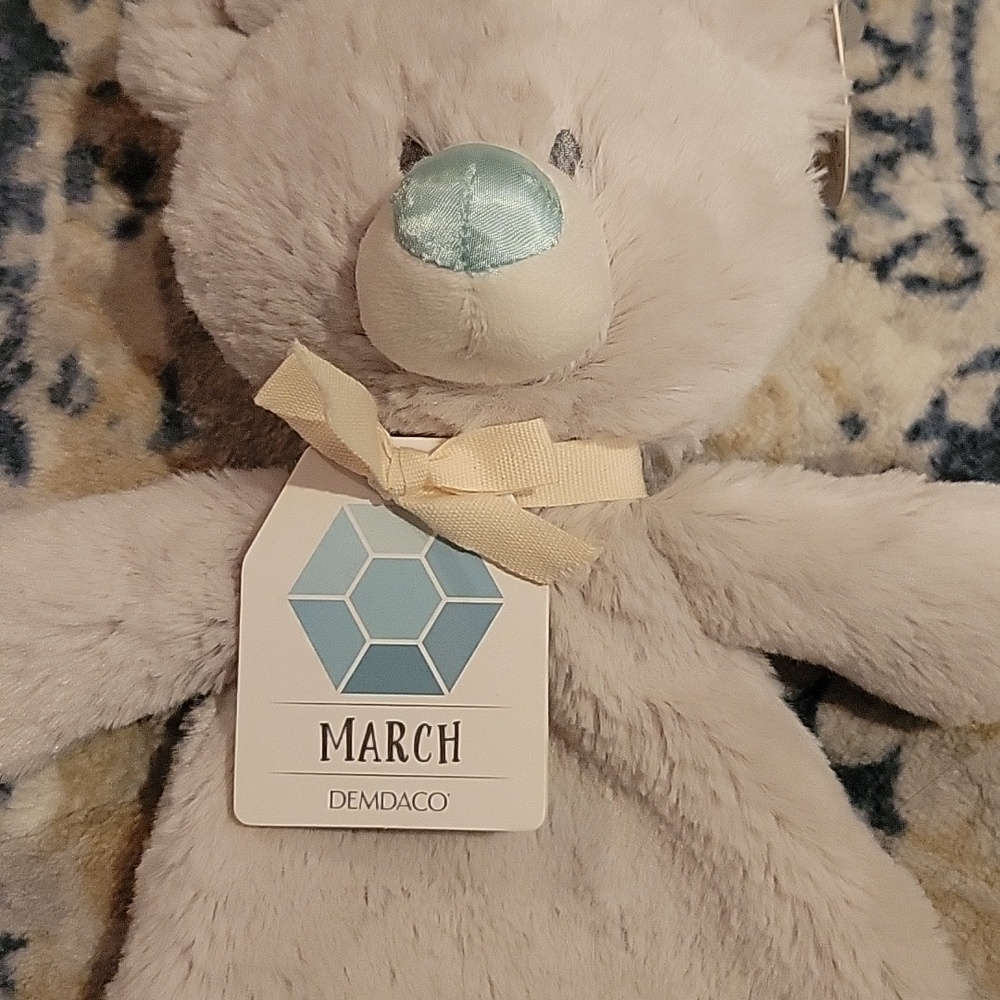 Lovey March Birthstone Bear Blankie Soft Beige.NWT